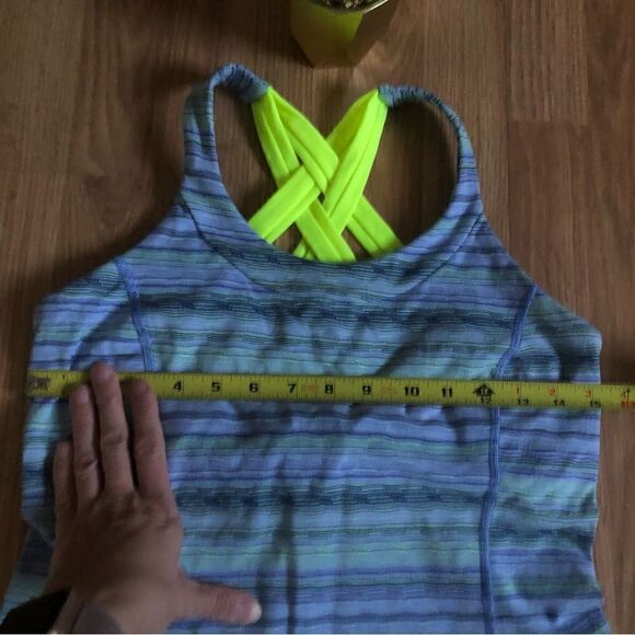 LULULEMON Purple/Yellow Striped Criss Cross Strap Tank Top - Picture 6 of 9